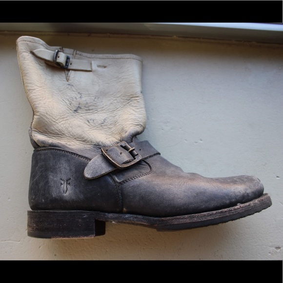 Frye two tone leather motorcycle boot - Picture 6 of 7